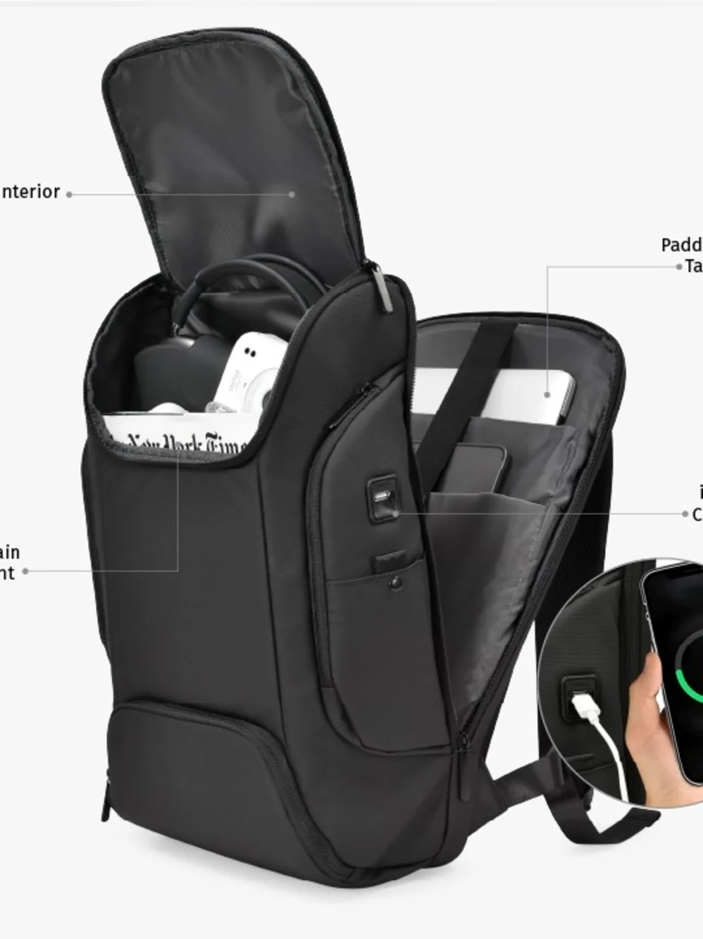Traveler Choice Gray Breenon Unisex Multi-Compartment Spacious Travel Backpack